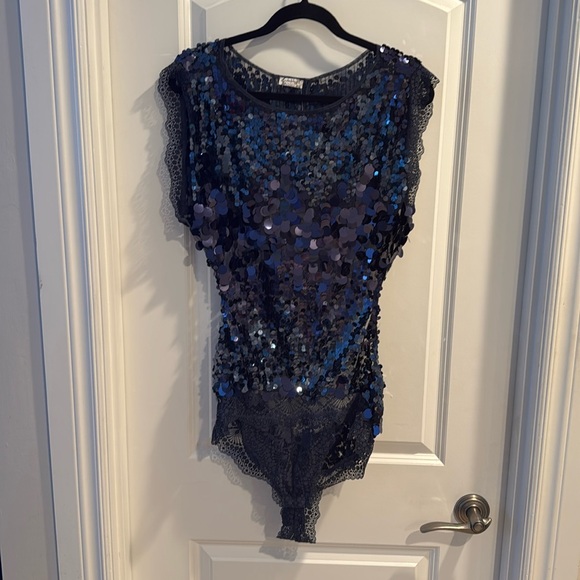 💋FP Sequin Navy Bodysuit💋 - Picture 2 of 6